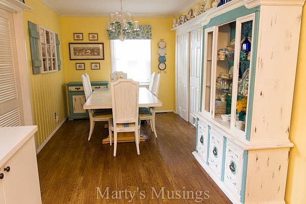 Aqua and Yellow DIY Kitchen from Marty's Musings