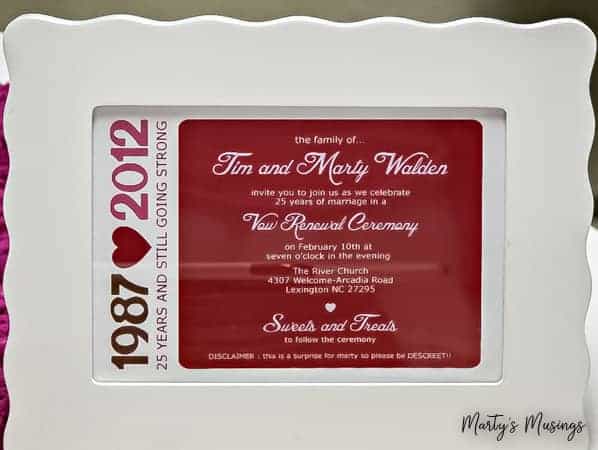 25th wedding anniversary invitation for Valentine's Day