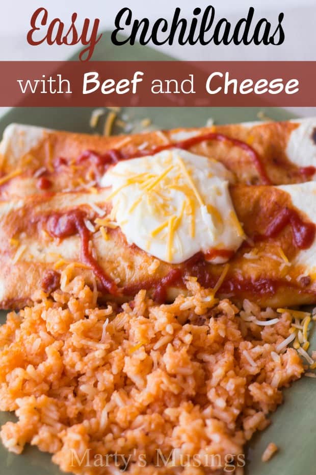 A plate of food, with Enchilada and Beef