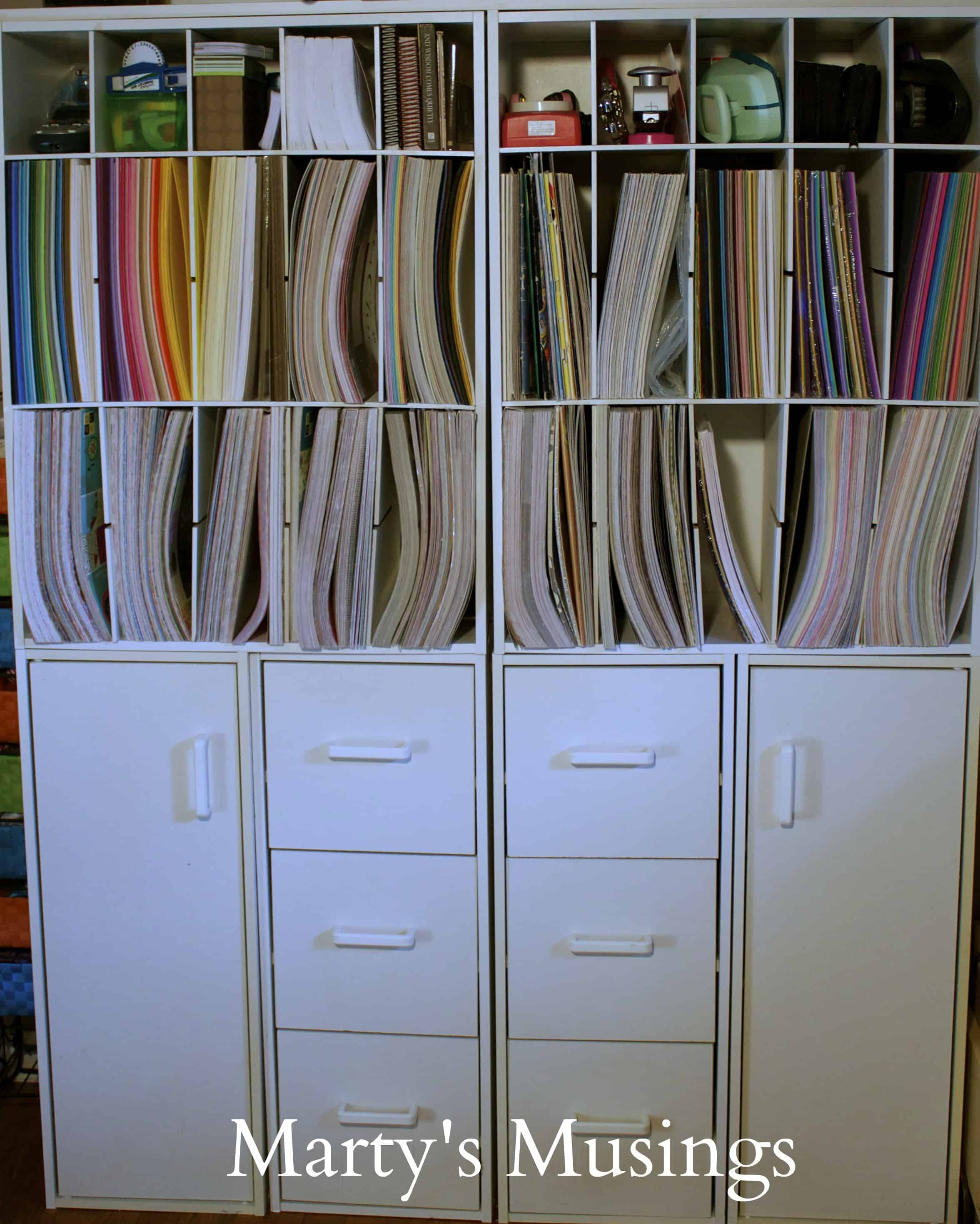 Craft Room Paper Storage / decluttering a shelving solution in my craft room and ... : See more ideas about paper storage, craft paper storage, craft room organization.