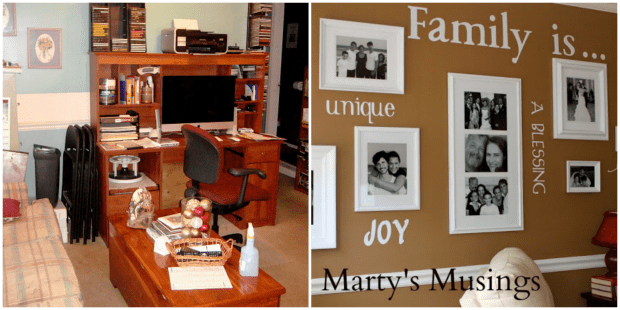 Den Makeover Before and After from Marty's Musings