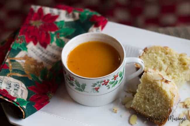 A piece of cake and a cup of Instant Russian Tea with Tang