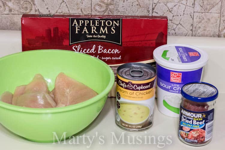 ingredients for chicken and chipped beef recipe