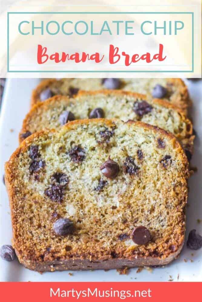 chocolate chip banana bread sliced