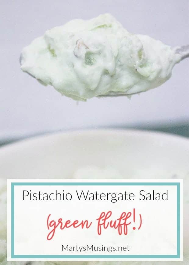 Pistachio Watergate Salad on a spoon