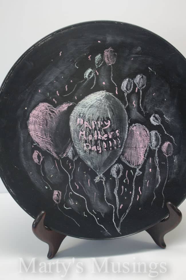 Mother's Day Plate with Glass Chalkboard Paint from Marty's Musings