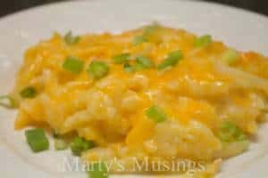 A plate of food, with Casserole