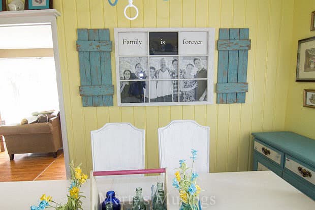 Fence Boards, Window and Paint make a fun Family Photo Frame from Marty's Musings