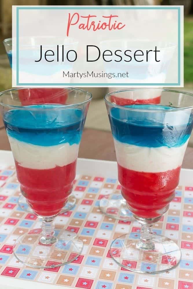 Red white and blue jello dessert for 4th of July or Memorial Day