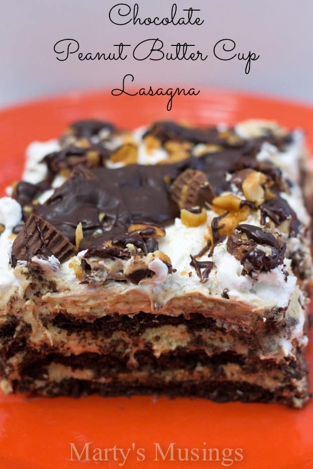 Chocolate Peanut Butter Cup Lasagna from Marty's Musings