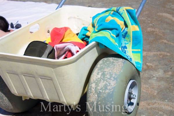 Sand cart full of beach towels