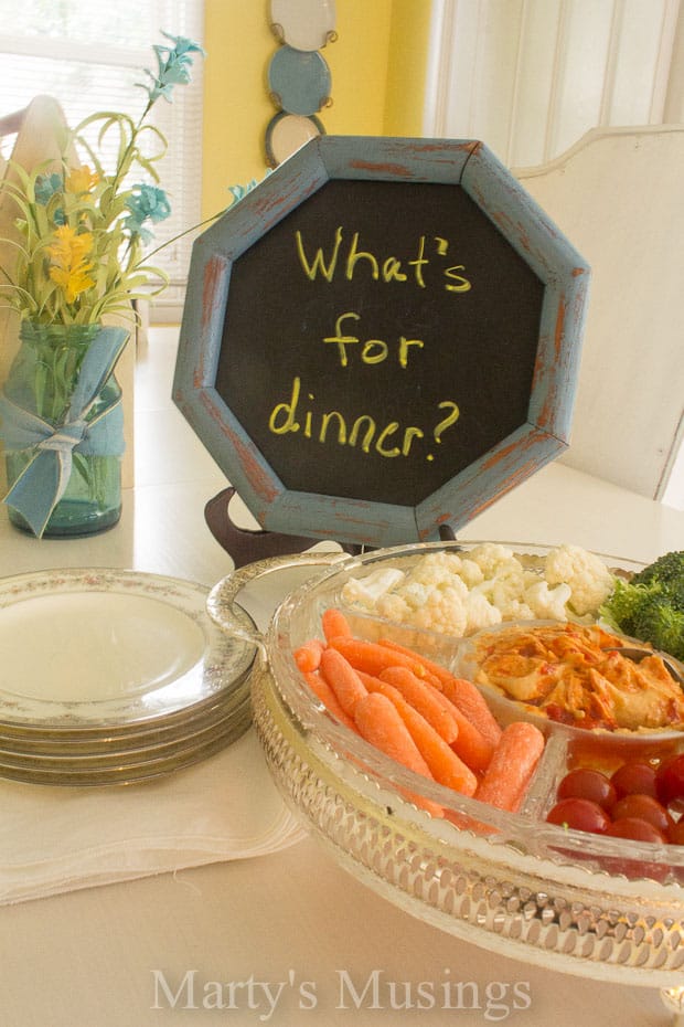 A tray of food on a table, with Idea and Paint