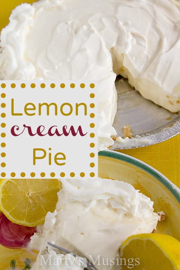 A slice of cake and ice cream on a plate, with Pie and Lemon