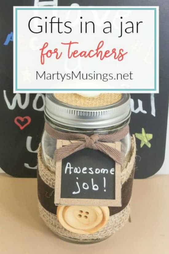 Mason jar decorated with a tiny chalkboard saying awesome job!