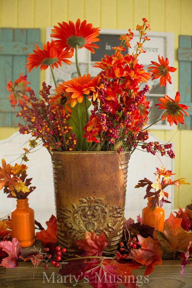 A vase of flowers on a table