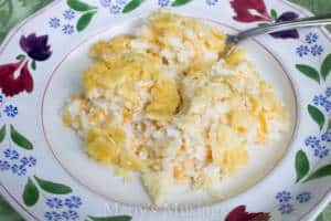 A plate of food, with Casserole and Chicken