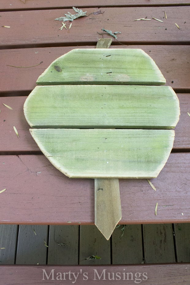 Wooden pumpkin made out of fence boards