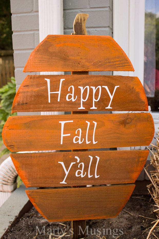 Orange wooden pumpkins for fall