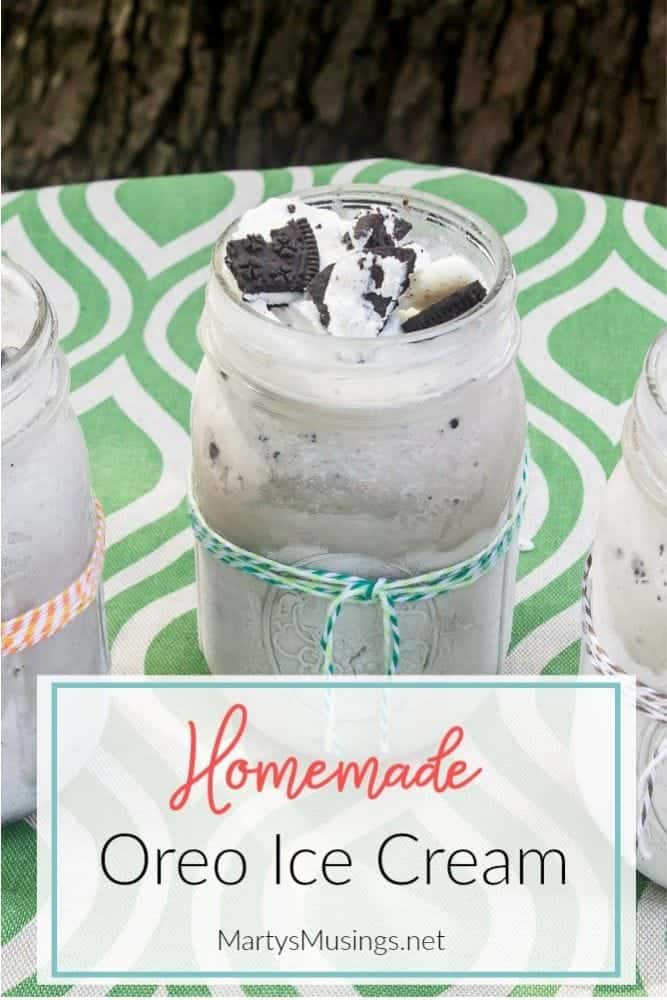 homemade Oreo ice cream in a mason jar