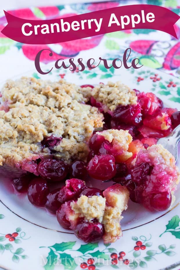 Filled with cranberries and apples this easy family favorite Cranberry Apple Casserole is perfect for holidays, family gatherings and even breakfast!