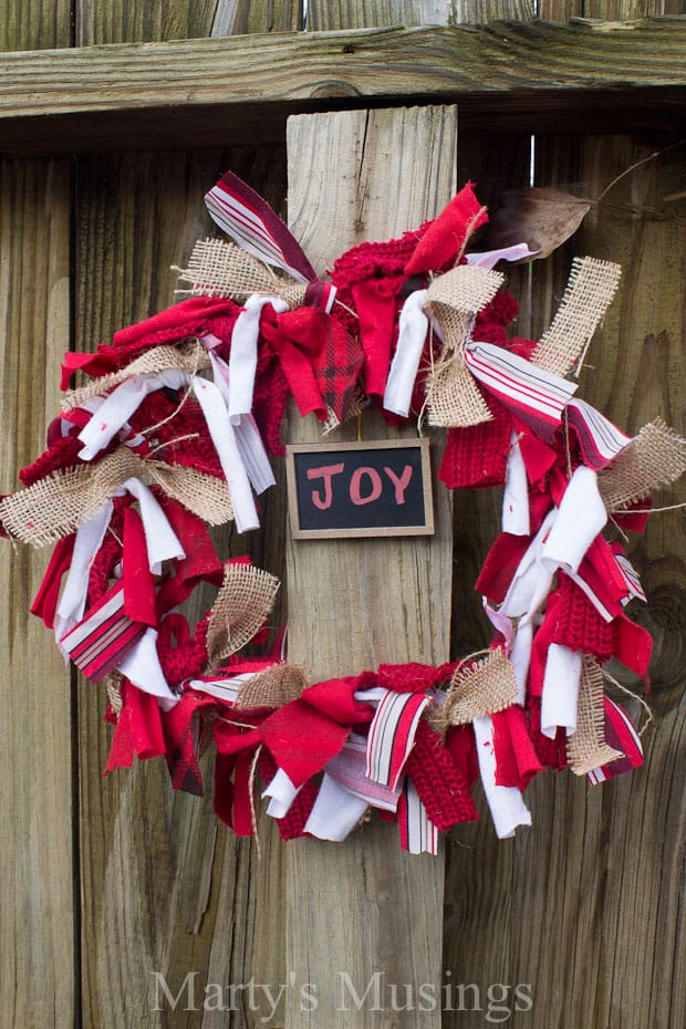 Christmas Rag Wreath and Ornament from Marty's Musings