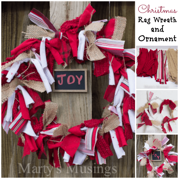 Christmas Rag Wreath and Ornament from Marty's Musings