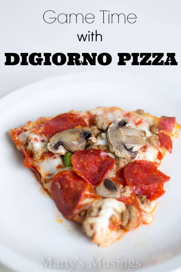 A slice of pizza on a plate, with DiGiorno