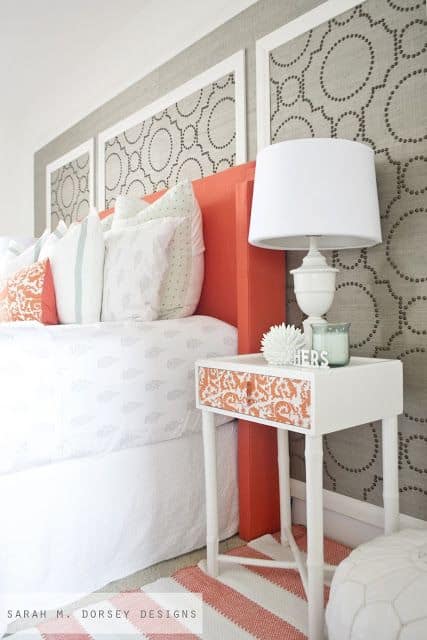 Gray and Coral Bedroom Inspiration