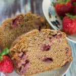 A close up of a plate of food, with Bread and Strawberry