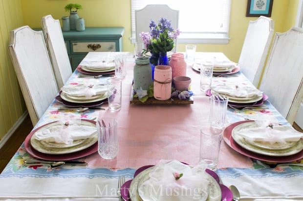 A table with a cake