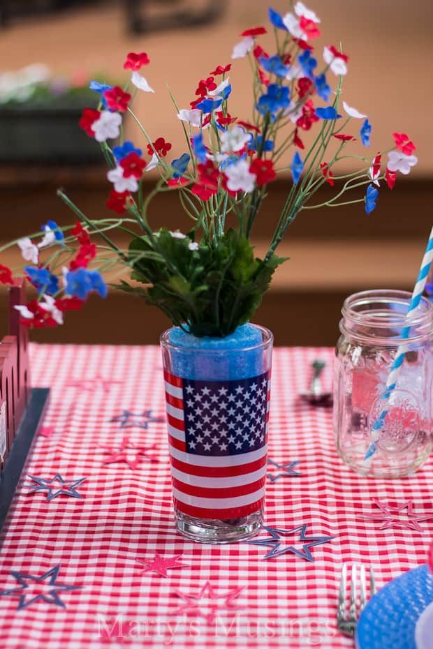 A vase of flowers on a table