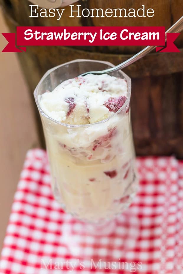 Easy Homemade Strawberry Ice Cream - Marty's Musings