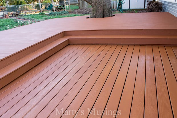 close up of Wood Deck Restoration with Behr Premium Deckover® - Marty's Musings