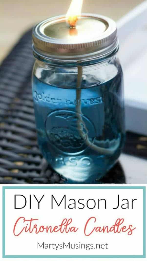 These easy and inexpensive DIY citronella candles are easy to make, look adorable in mason jars and help get rid of bugs! Perfect summer craft!
