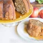 A plate of food, with Apple and Cake