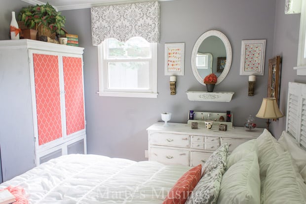 Gray and Coral Bedroom Makeover - Marty's Musings