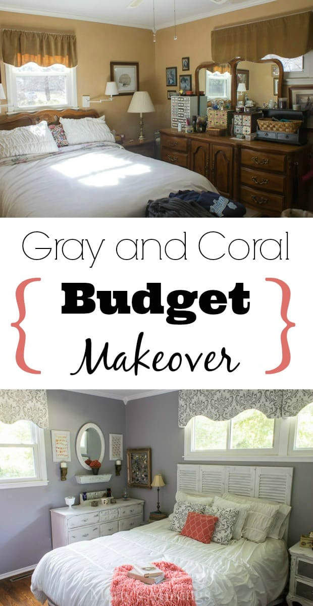 Gray and Coral Master Bedroom Reveal - Marty's Musings