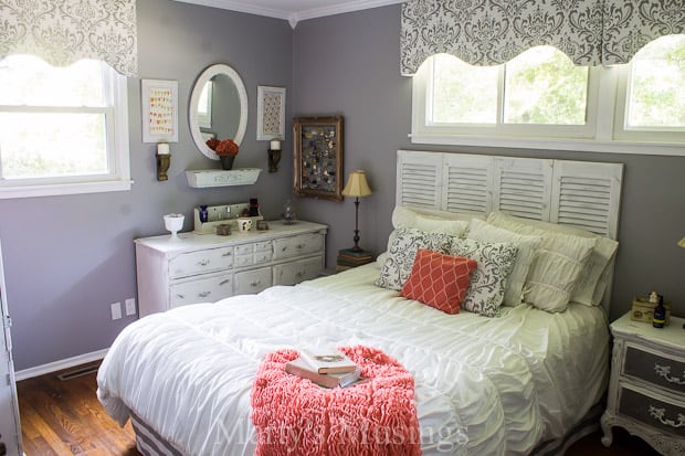 gray and coral bedroom makeover: budget tips and tricks