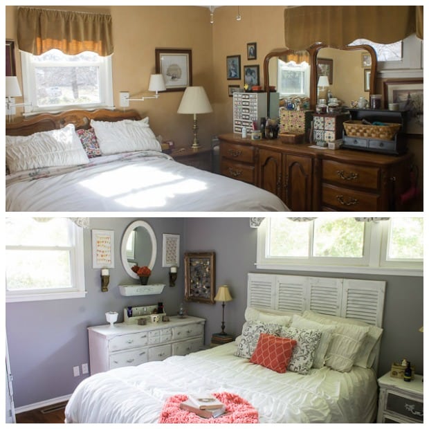 Grey and Coral Bedroom Makeover - Marty's Musings