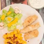 A plate of food on a table