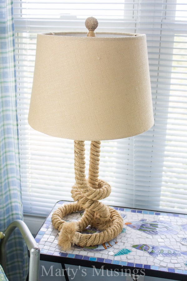 A lamp that is sitting on a table