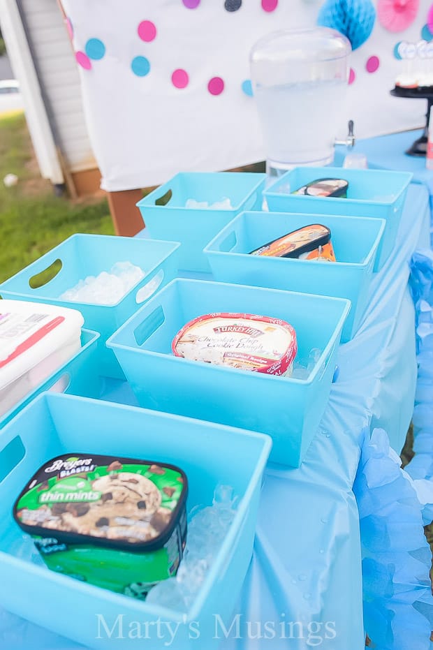 A box of food, with Gender reveal party