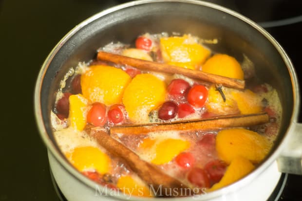 Homemade potpourri simmering on stove