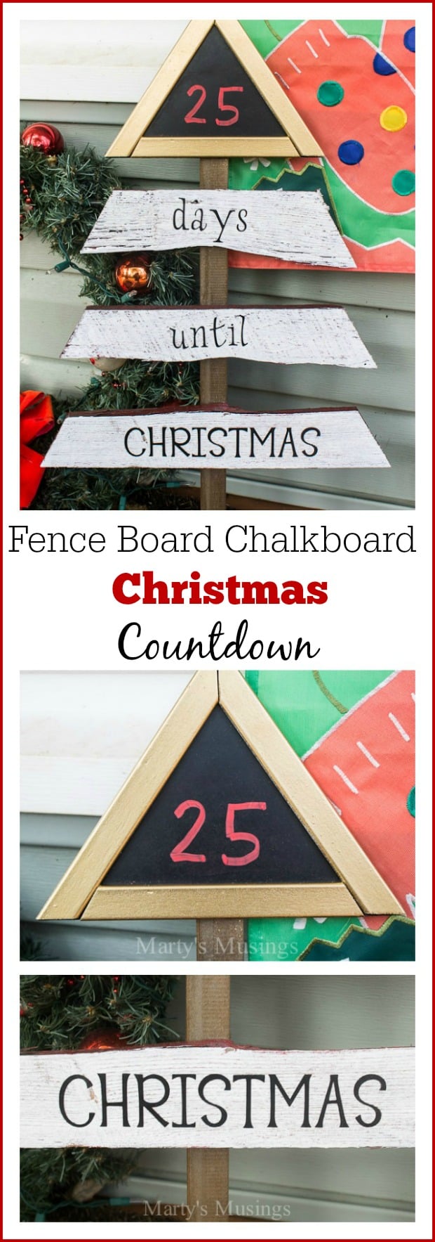 This Christmas countdown made from scrap fence board, chalkboard and Behr Paint will help entertain the kids during the long march to Christmas Day.