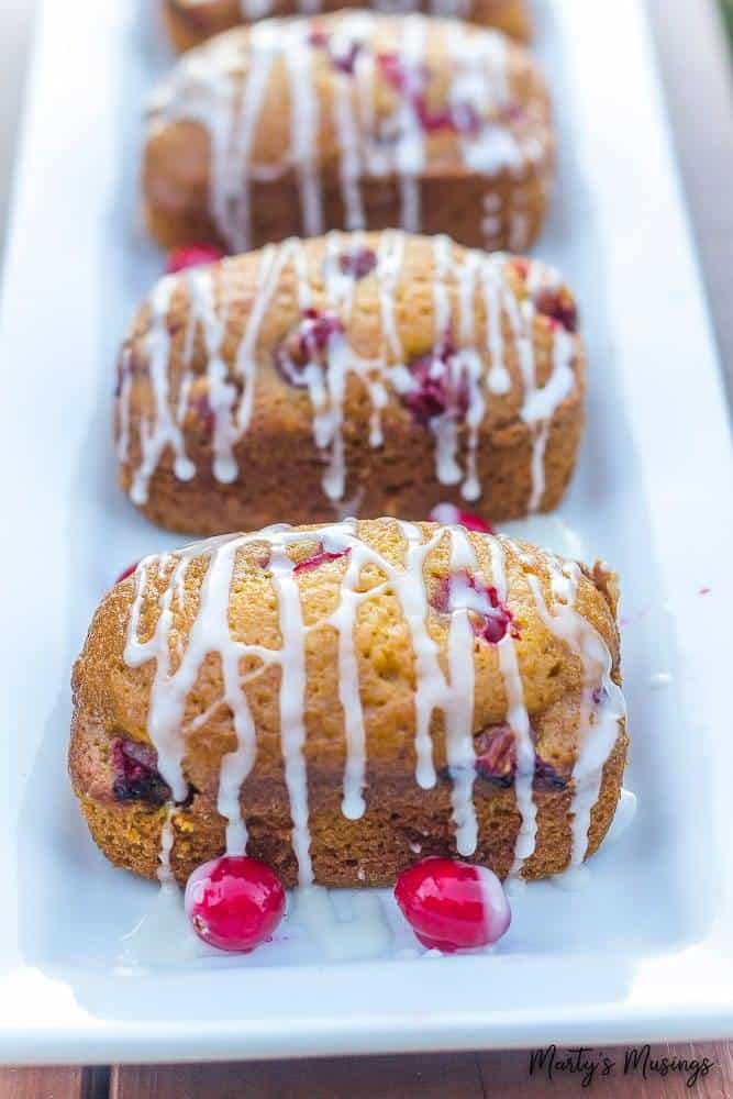 Cranberry and pumpkin bread with glaze