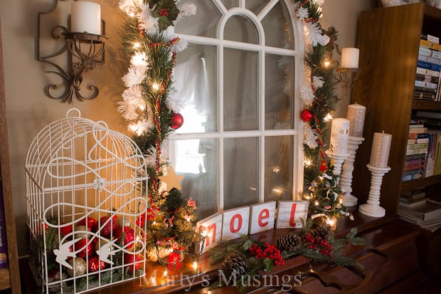 A christmas tree in a room