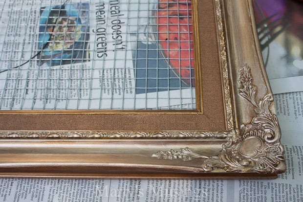 Vintage frame and chicken wire for earring holder