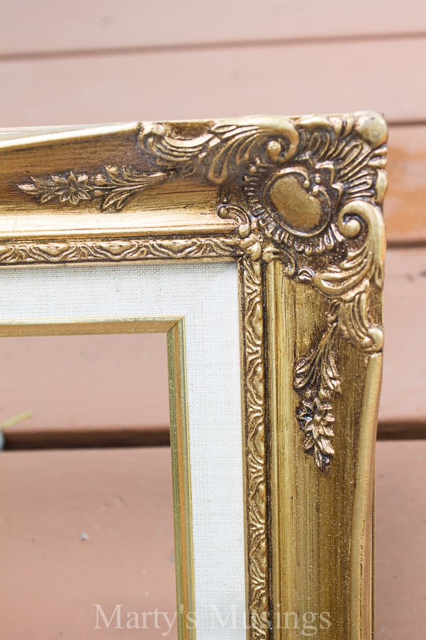 Close up of vintage gold frame