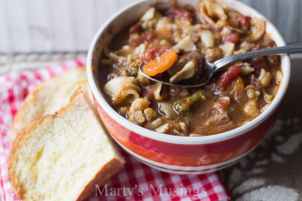 A bowl of food, with Soup and Recipes