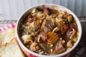 A bowl of food with stew